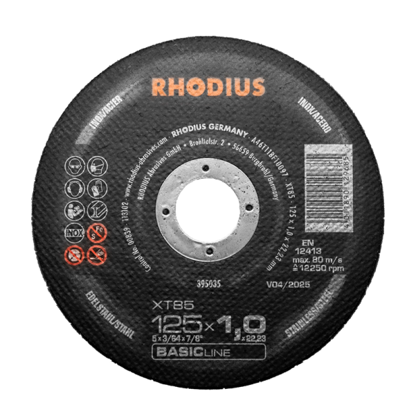 Абразивен диск за рязане RHODIUS, INOX, BASICline, XT85 125х1.0х22.23 / 395035